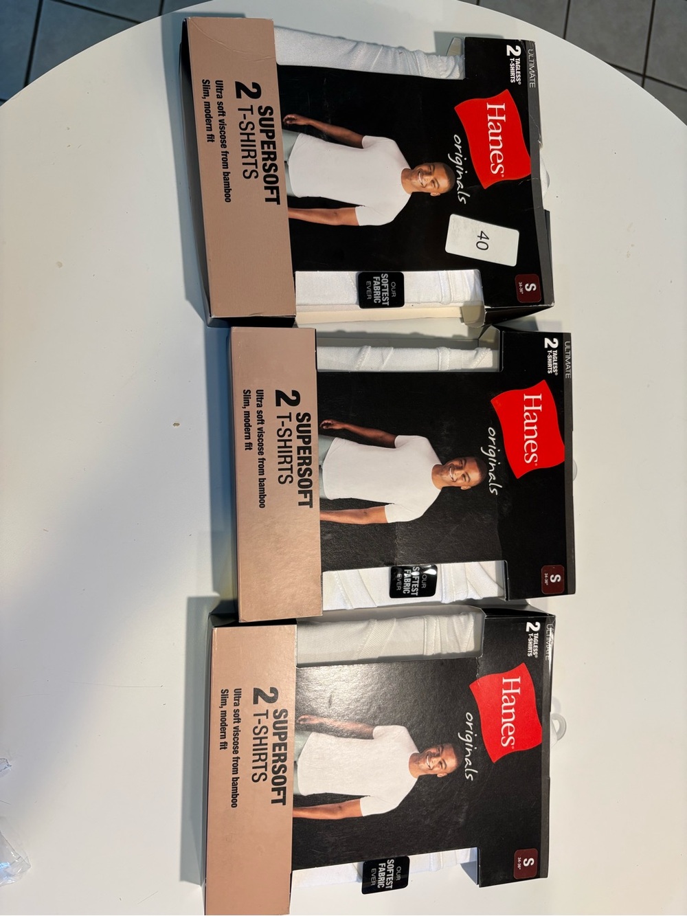 Hanes White Supersoft 2-Pack T-Shirts (3-Pack Set)